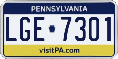 PA license plate LGE7301