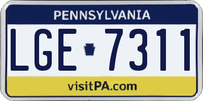 PA license plate LGE7311