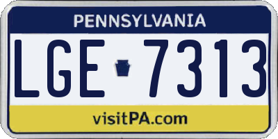 PA license plate LGE7313