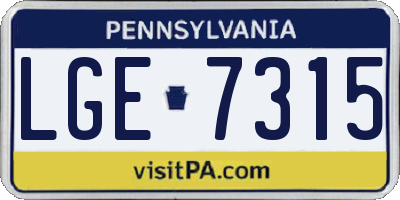 PA license plate LGE7315