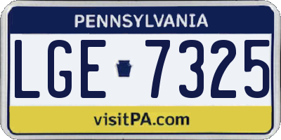 PA license plate LGE7325