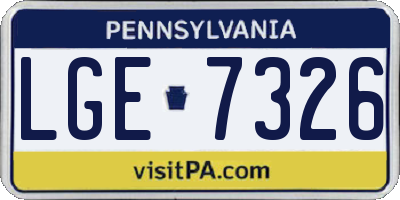 PA license plate LGE7326