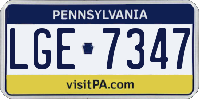 PA license plate LGE7347