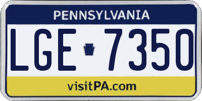 PA license plate LGE7350