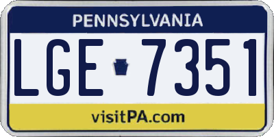 PA license plate LGE7351