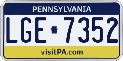 PA license plate LGE7352