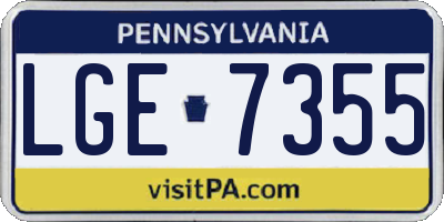 PA license plate LGE7355