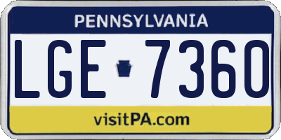 PA license plate LGE7360