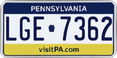 PA license plate LGE7362