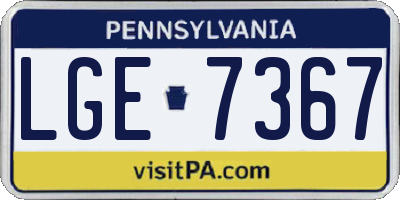 PA license plate LGE7367