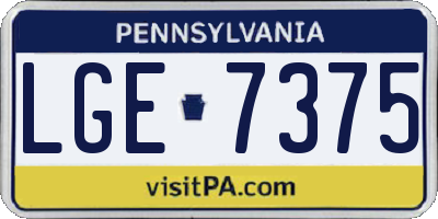 PA license plate LGE7375