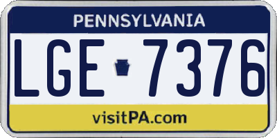 PA license plate LGE7376