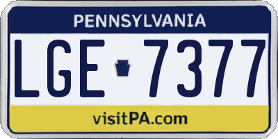 PA license plate LGE7377