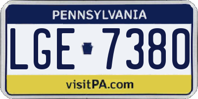 PA license plate LGE7380