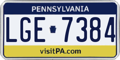 PA license plate LGE7384