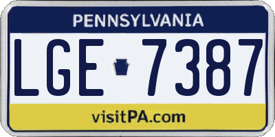 PA license plate LGE7387