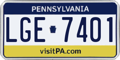 PA license plate LGE7401