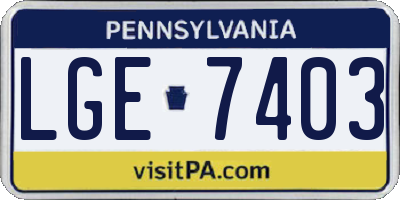 PA license plate LGE7403