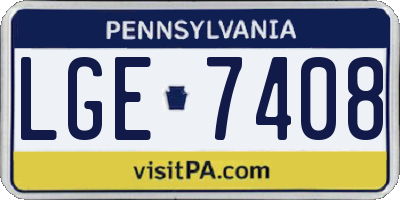 PA license plate LGE7408