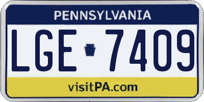 PA license plate LGE7409