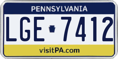 PA license plate LGE7412