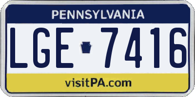 PA license plate LGE7416