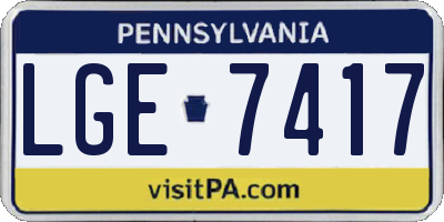 PA license plate LGE7417