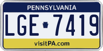 PA license plate LGE7419