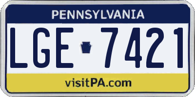 PA license plate LGE7421