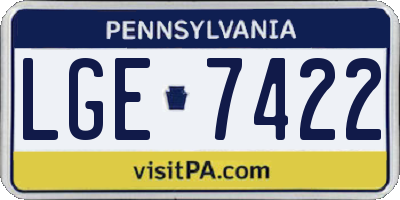 PA license plate LGE7422