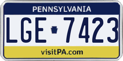 PA license plate LGE7423