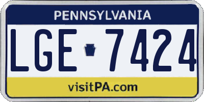 PA license plate LGE7424
