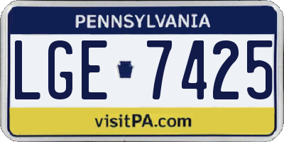 PA license plate LGE7425