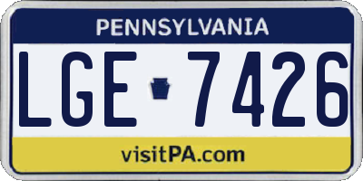PA license plate LGE7426