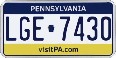 PA license plate LGE7430