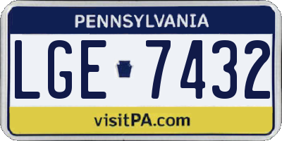 PA license plate LGE7432