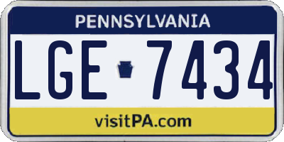 PA license plate LGE7434