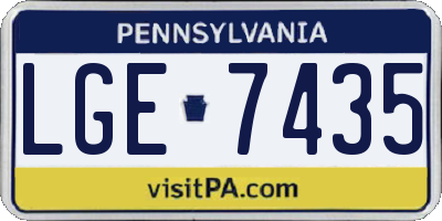PA license plate LGE7435