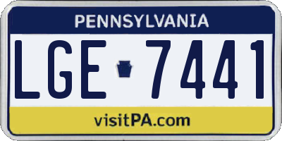 PA license plate LGE7441