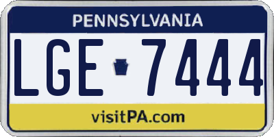 PA license plate LGE7444