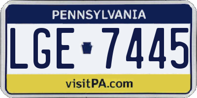 PA license plate LGE7445