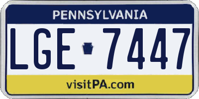 PA license plate LGE7447