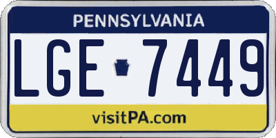 PA license plate LGE7449
