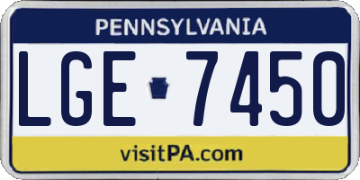 PA license plate LGE7450