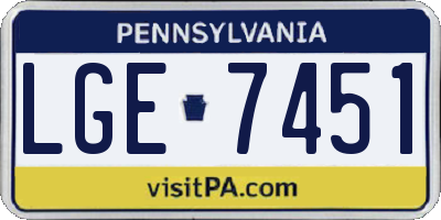 PA license plate LGE7451