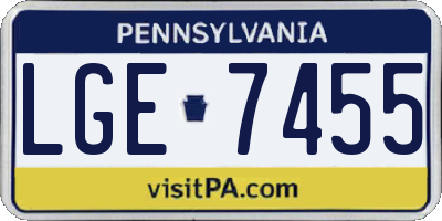 PA license plate LGE7455