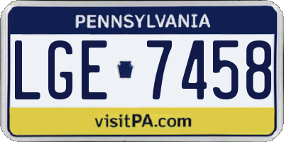 PA license plate LGE7458