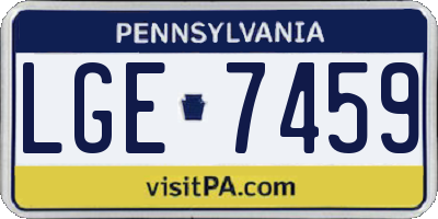 PA license plate LGE7459