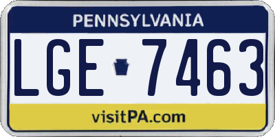 PA license plate LGE7463