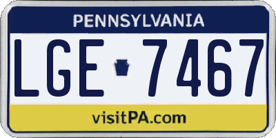 PA license plate LGE7467